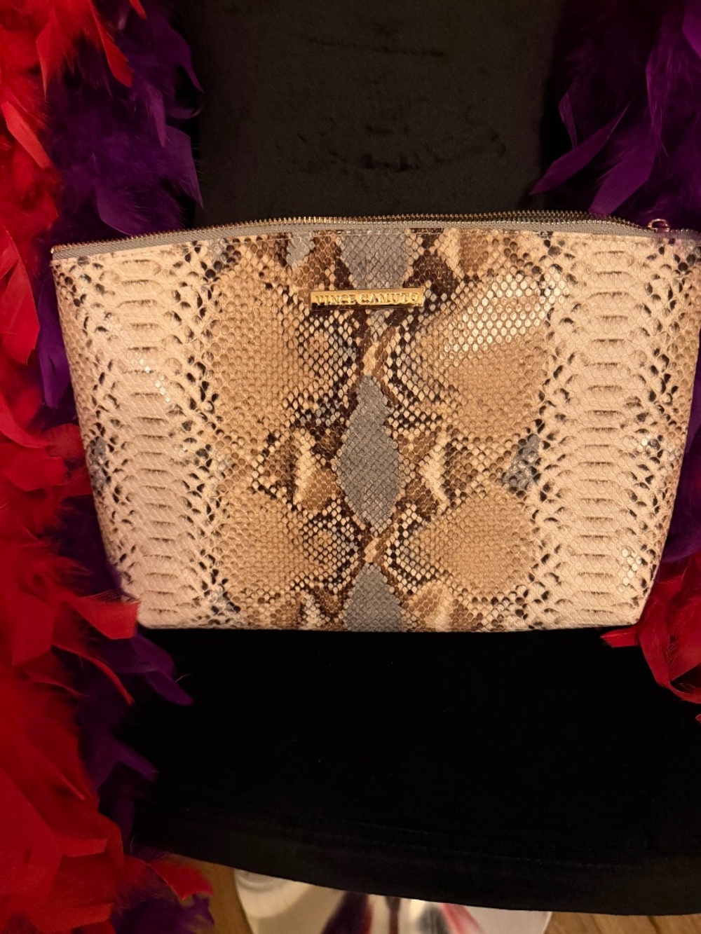 Vince Camuto Snakeskin Print Cosmetic Case / Makeup Bag